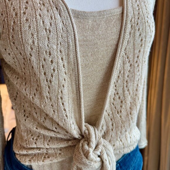 Gold Long Sleeved Knit Two Piece Illusion Sweater - Picture 2 of 13